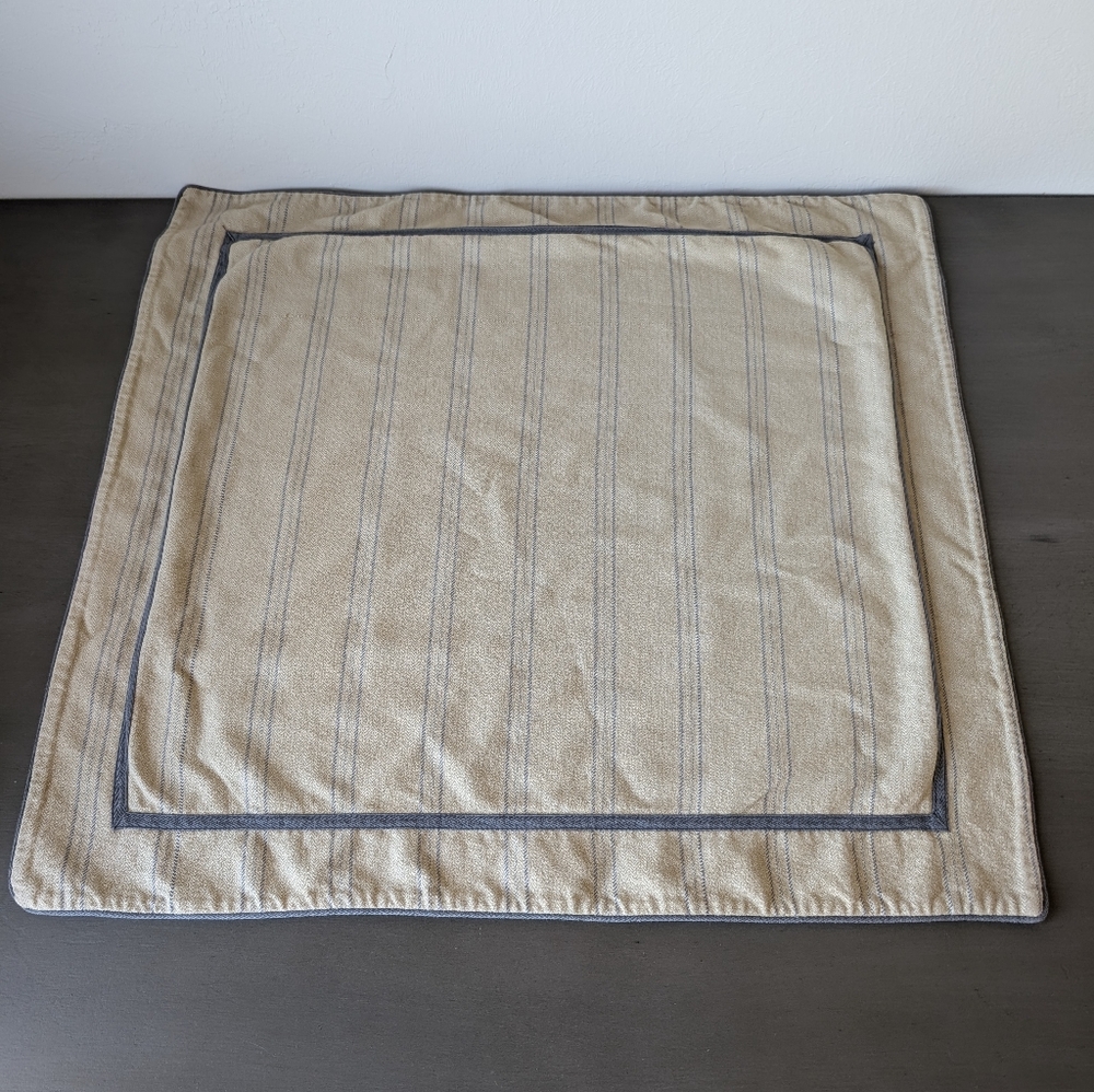 Tommy Hilfiger Home Striped Square Brown Navy Trim Pillow Cover Size 26"X26"